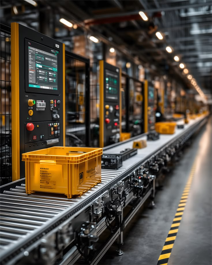 Automated production line in operation